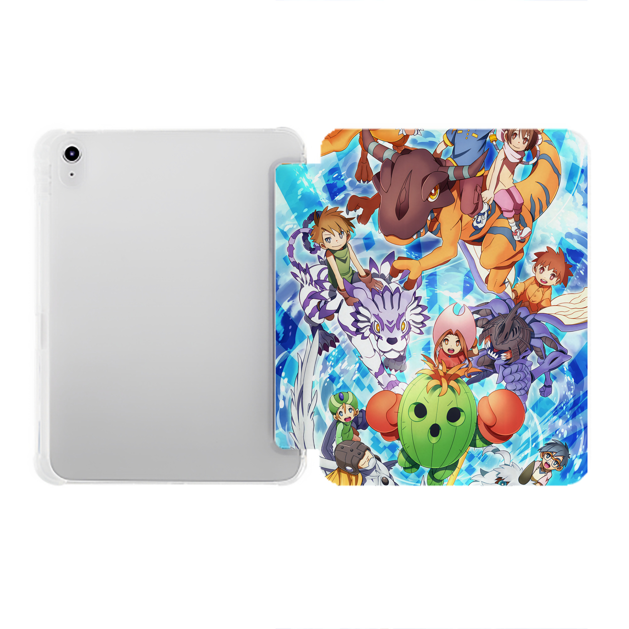 （画像用） Digimon デジタルモンスター/デジモン IPad ケース ペン収納付き 三つ折りスタンド PUレザー×シリコン 対応機種9.5/10.5/10.9インチ